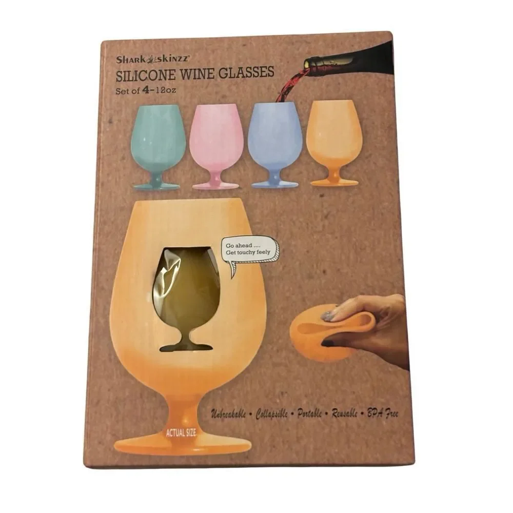 Shark Skinzz Silicone Wine Glasses Set of 4 – 12oz Each